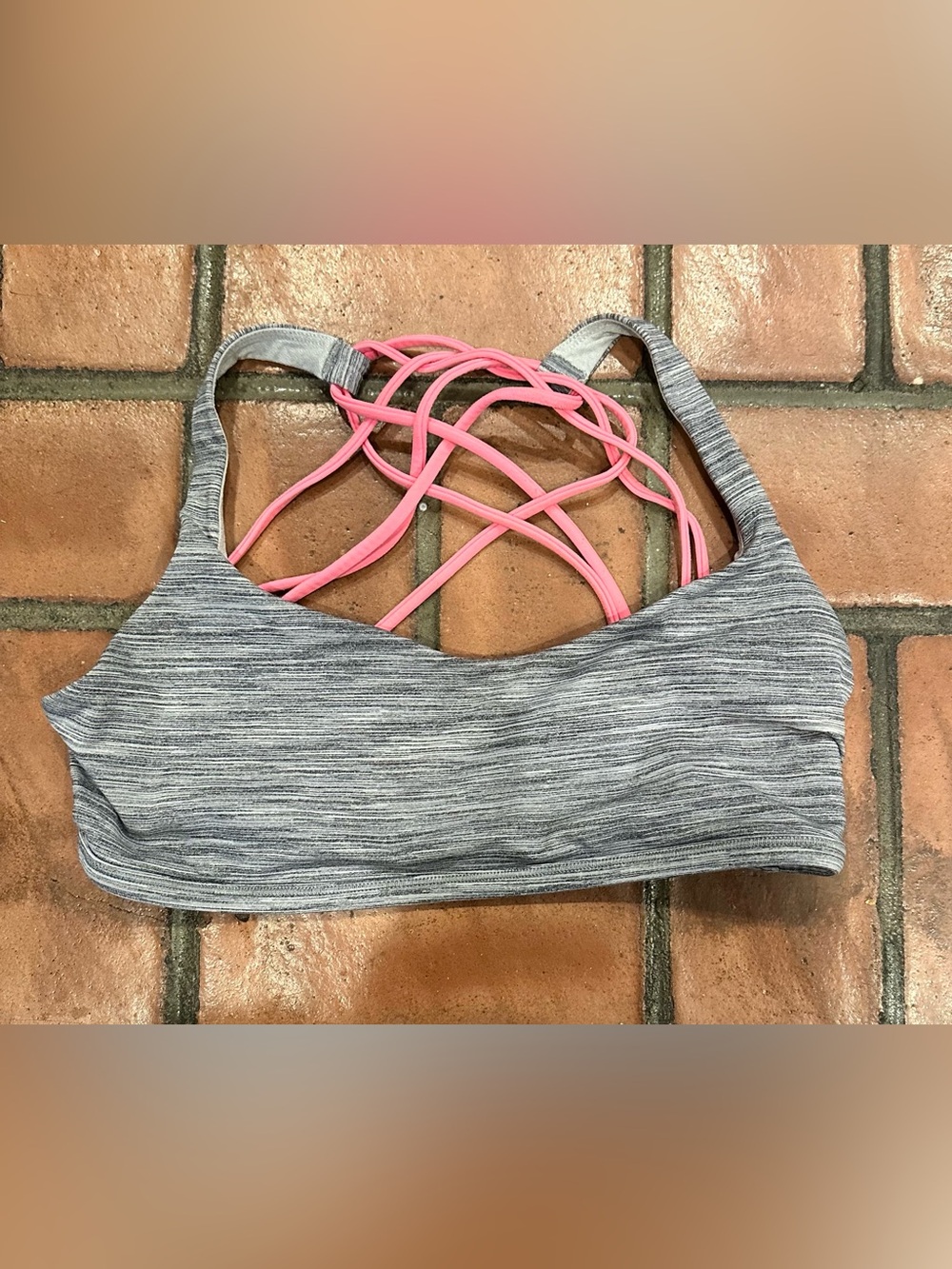 Lululemon Strappy Pink & Gray Women's Sports Bra